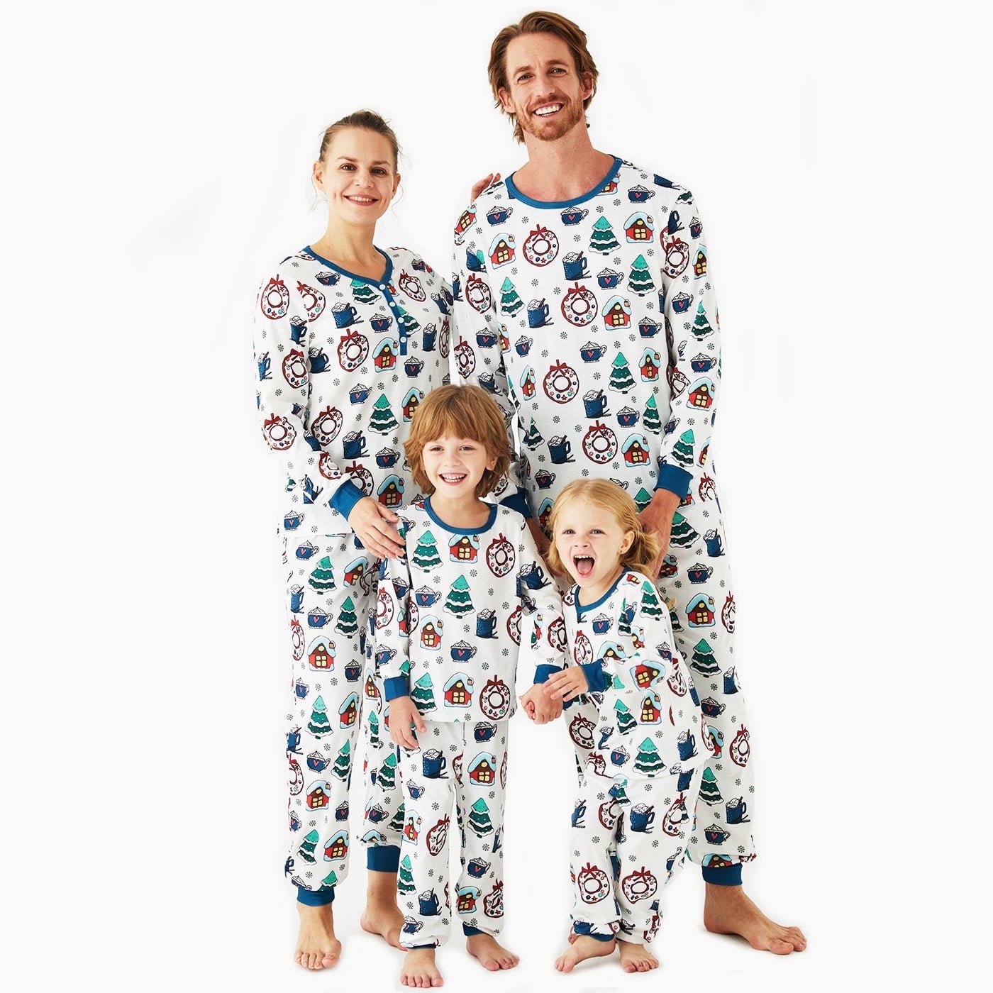 Christmas Pajamas Women Family Matching Santa and Snowflake