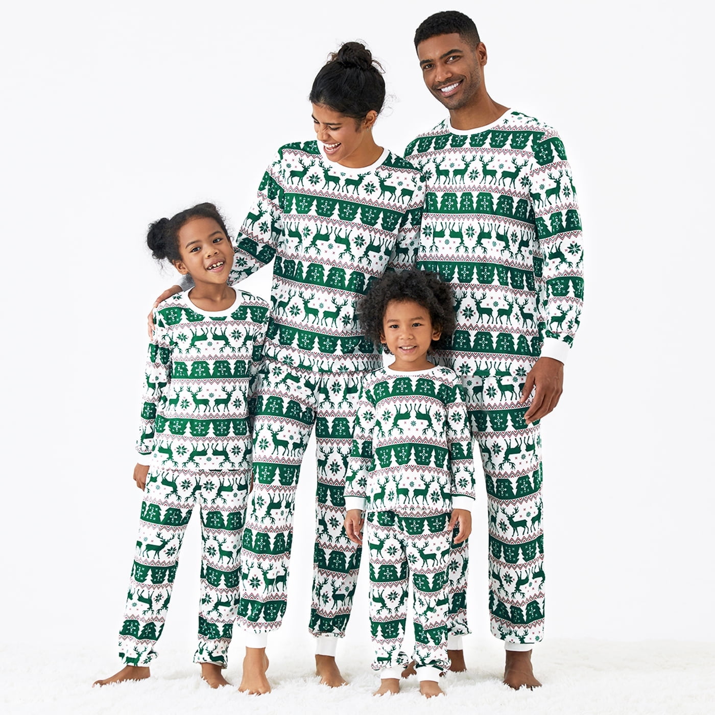 Christmas Pajamas Women Family Matching Santa and Snowflake