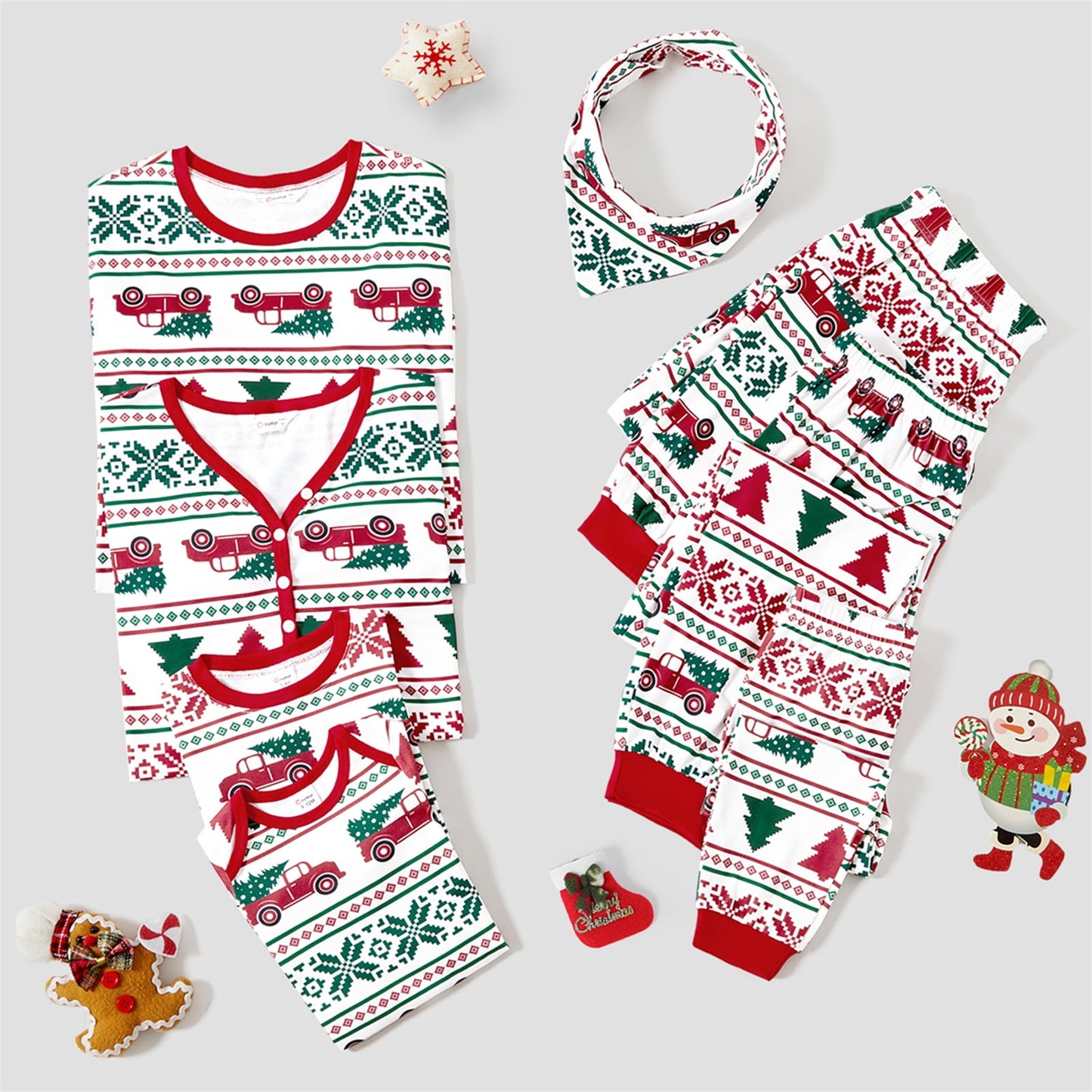 Christmas Pajamas Women Family Matching Santa and Snowflake